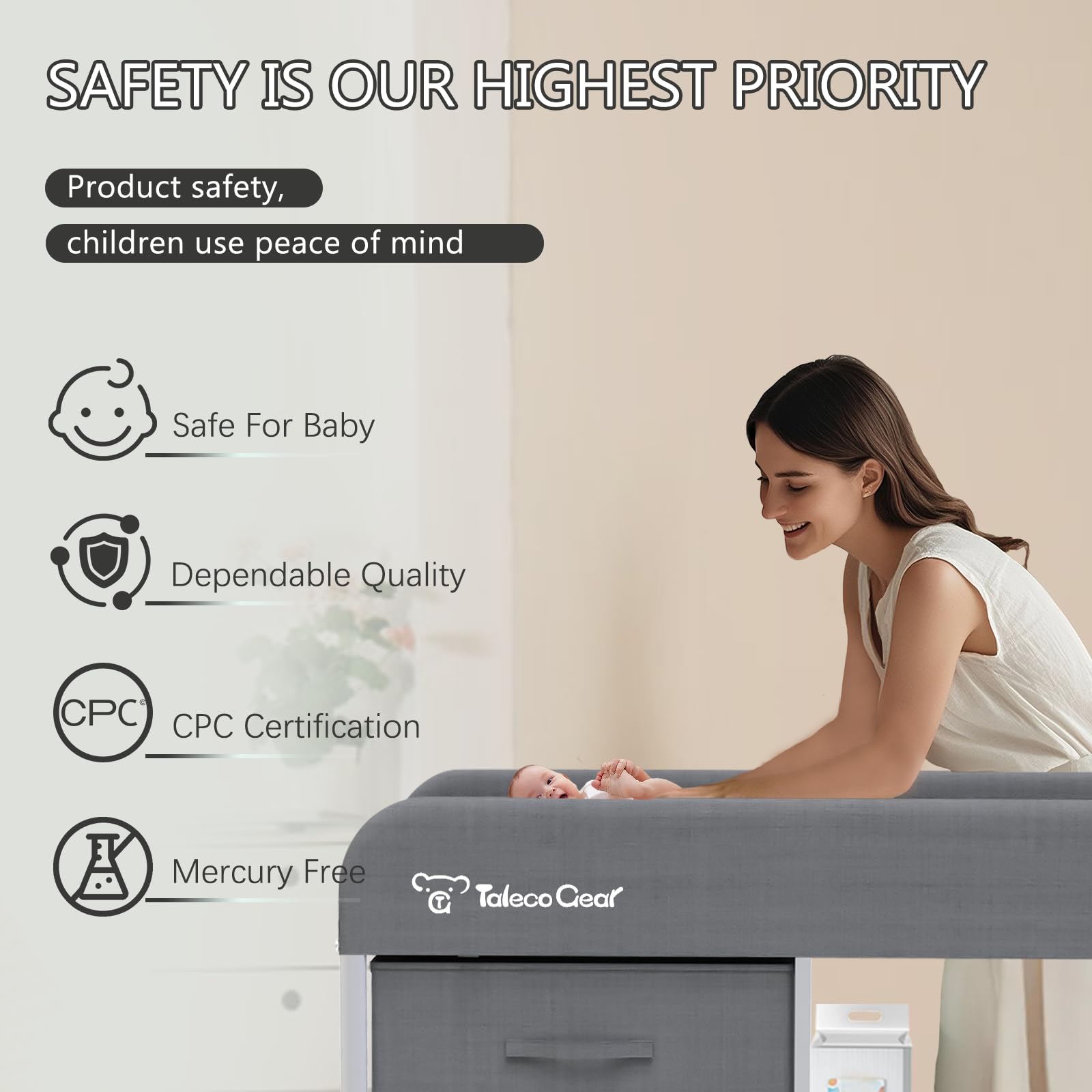 Yozoia portable-changing-table-wheels side angle demonstrates effortless mobility for busy parents.