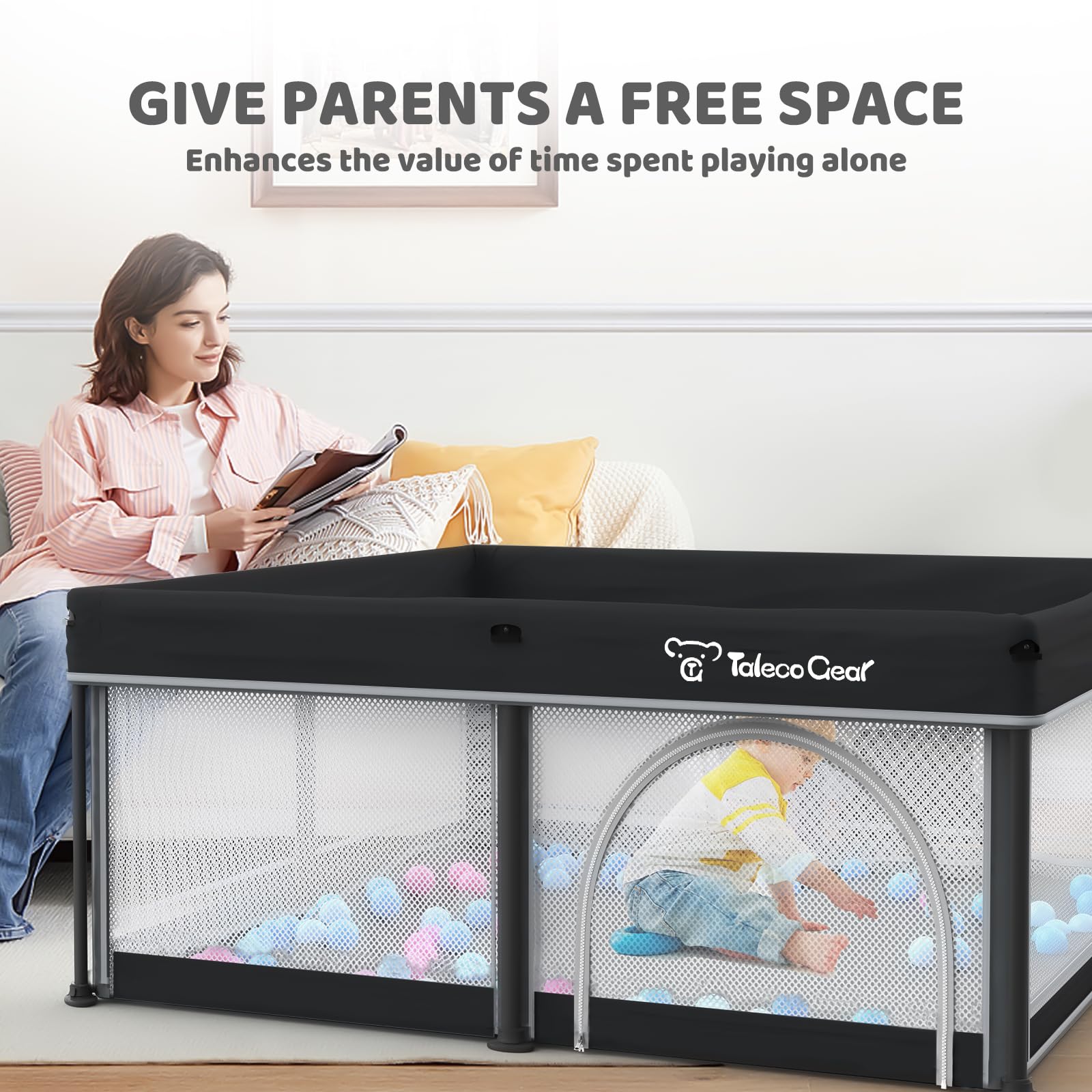 Yozoia Taleco Gear play pen folded for compact storage