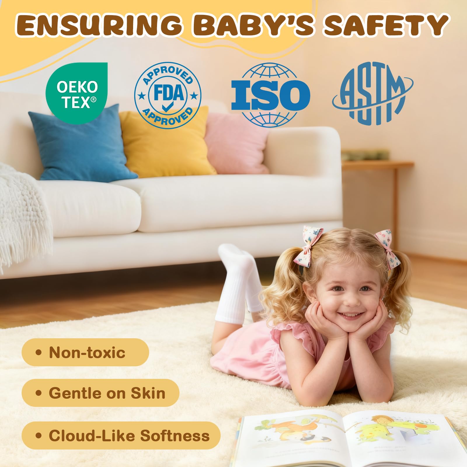 Yozoia thick play mat 50x50 provides ample play space