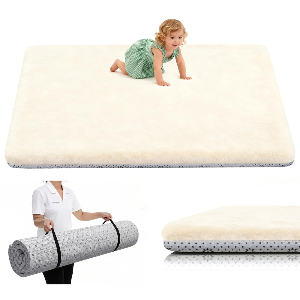 Yozoia Thick Baby Play Mat foam core shown for plush tummy time cushioning
