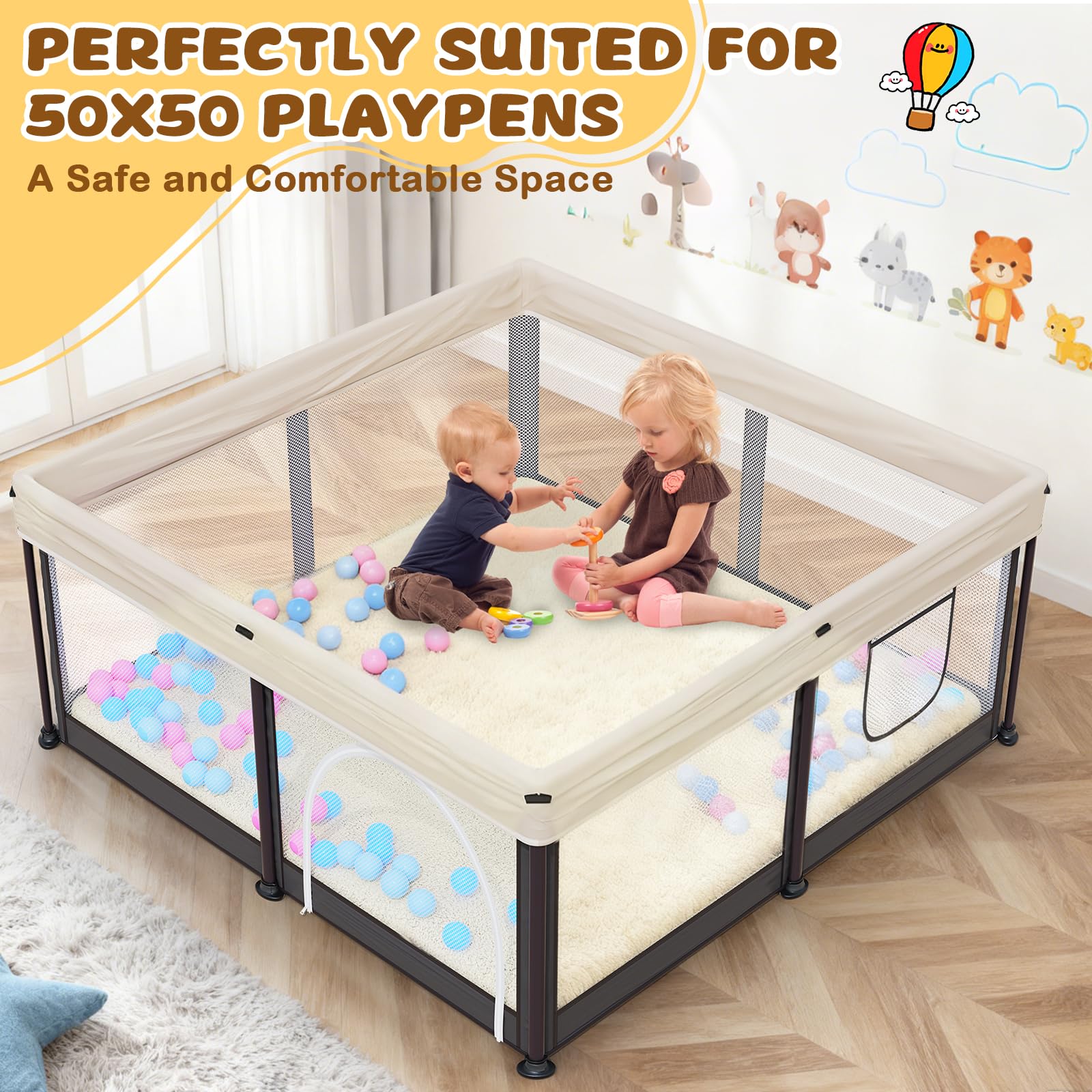Yozoia thick play mat in living room for safe tummy time