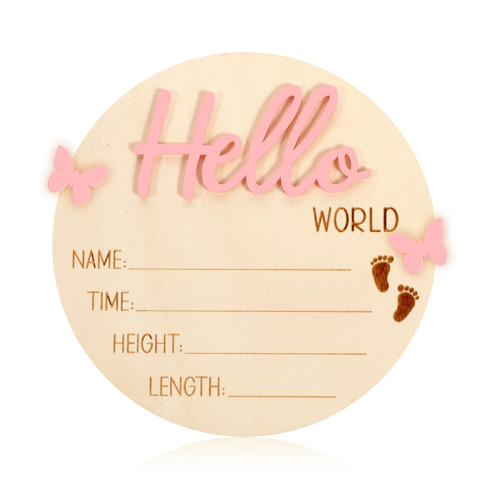 YQQYG pink round baby name sign shown as a timeless keepsake.