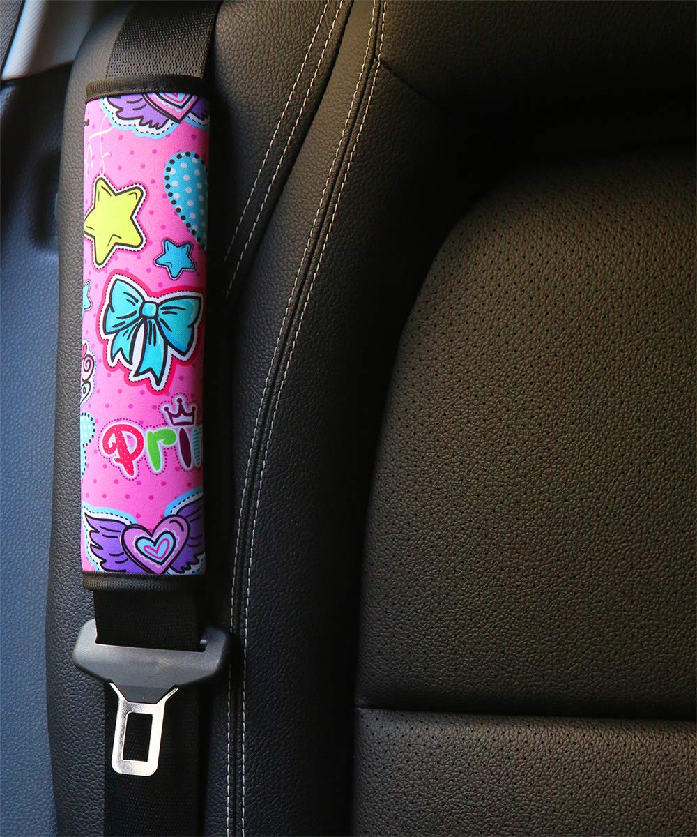YR seat belt cover adjustable Velcro fits most belts for a snug, comfortable ride.