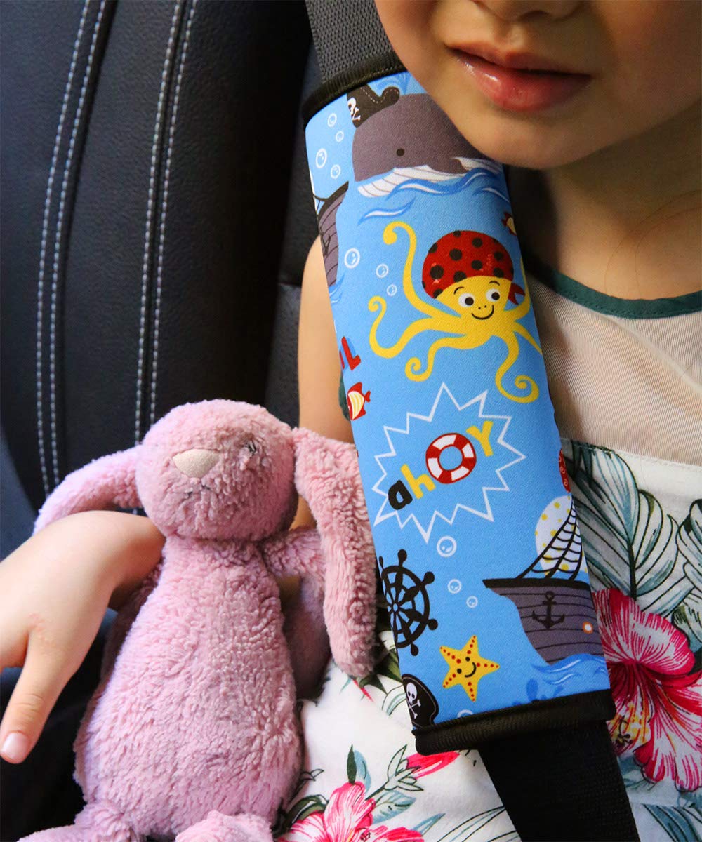 YR seat belt cover soft neoprene closeup emphasizes plush comfort for delicate necks.