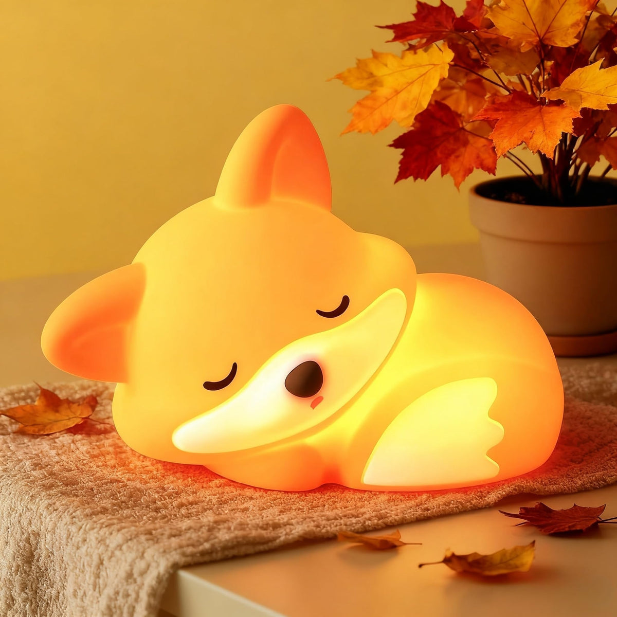 YR YRHH-PET cute fox lamp glows softly for bedtime comfort.