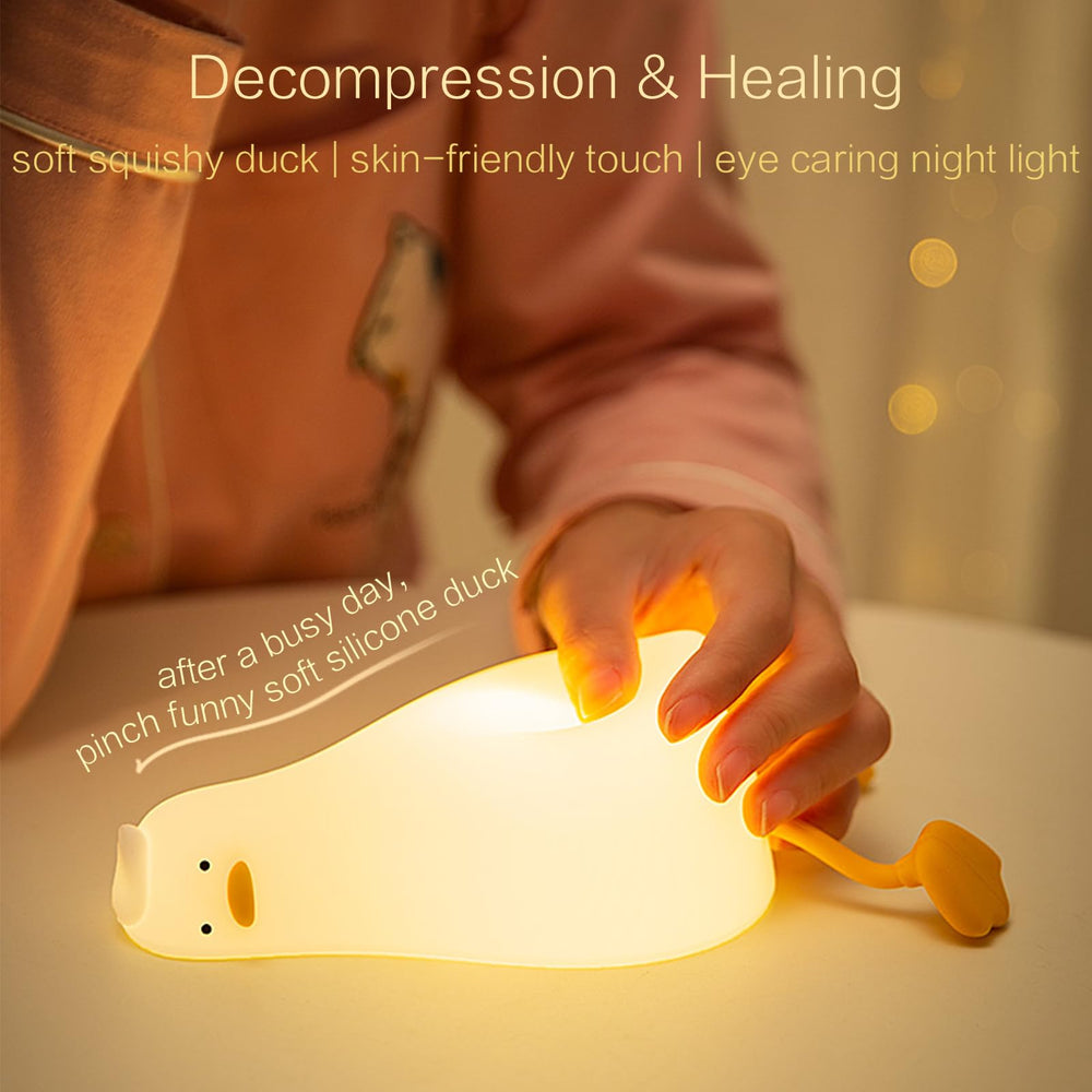 YR YRHH-PET duck night light nursery scene showing soft glow for baby soothing.