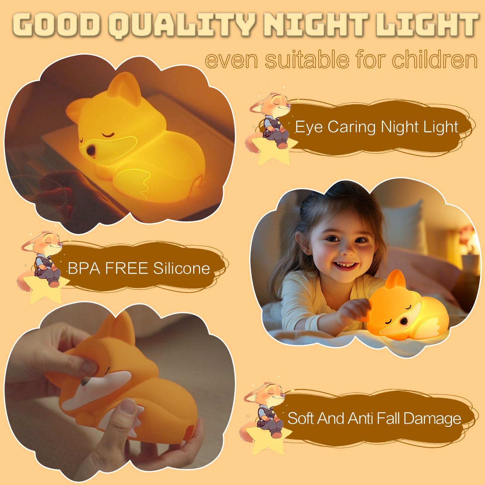YR YRHH-PET fox LED warm glow suits desks or dorm spaces.
