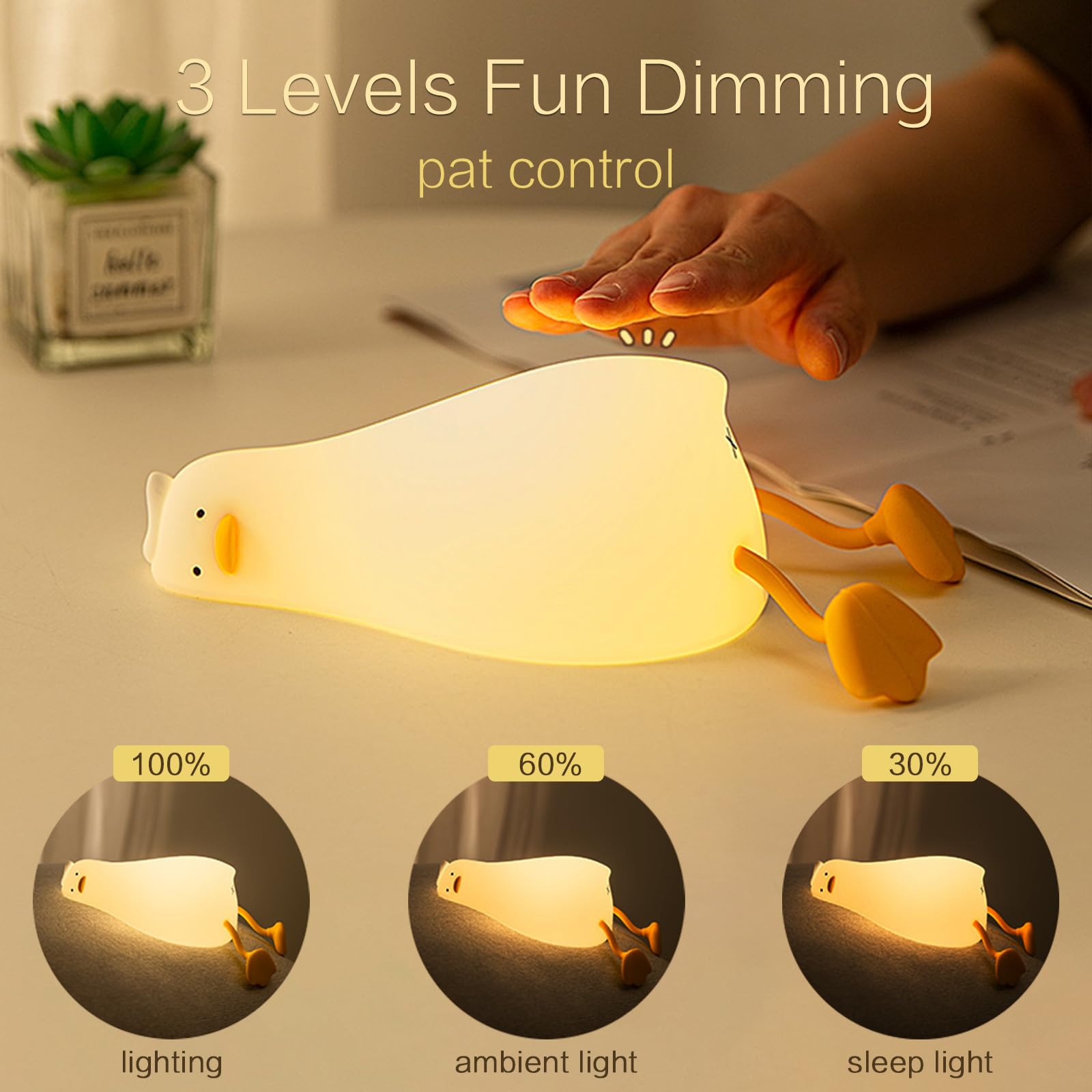 YR YRHH-PET rechargeable duck night light with USB-C for easy dorm room charging.