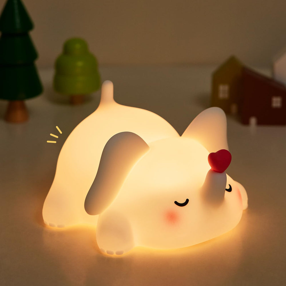 YR YRHH-PET Sweet Heart Elephant Night Light front view with soft bedtime glow