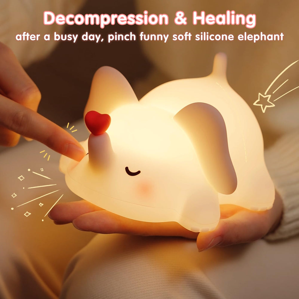 YR YRHH-PET Sweet Heart Elephant Night Light features silicone material, BPA-free and kid-friendly