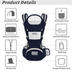 YSSKTC baby carrier front-carry blue enables hands-free feeding on the go