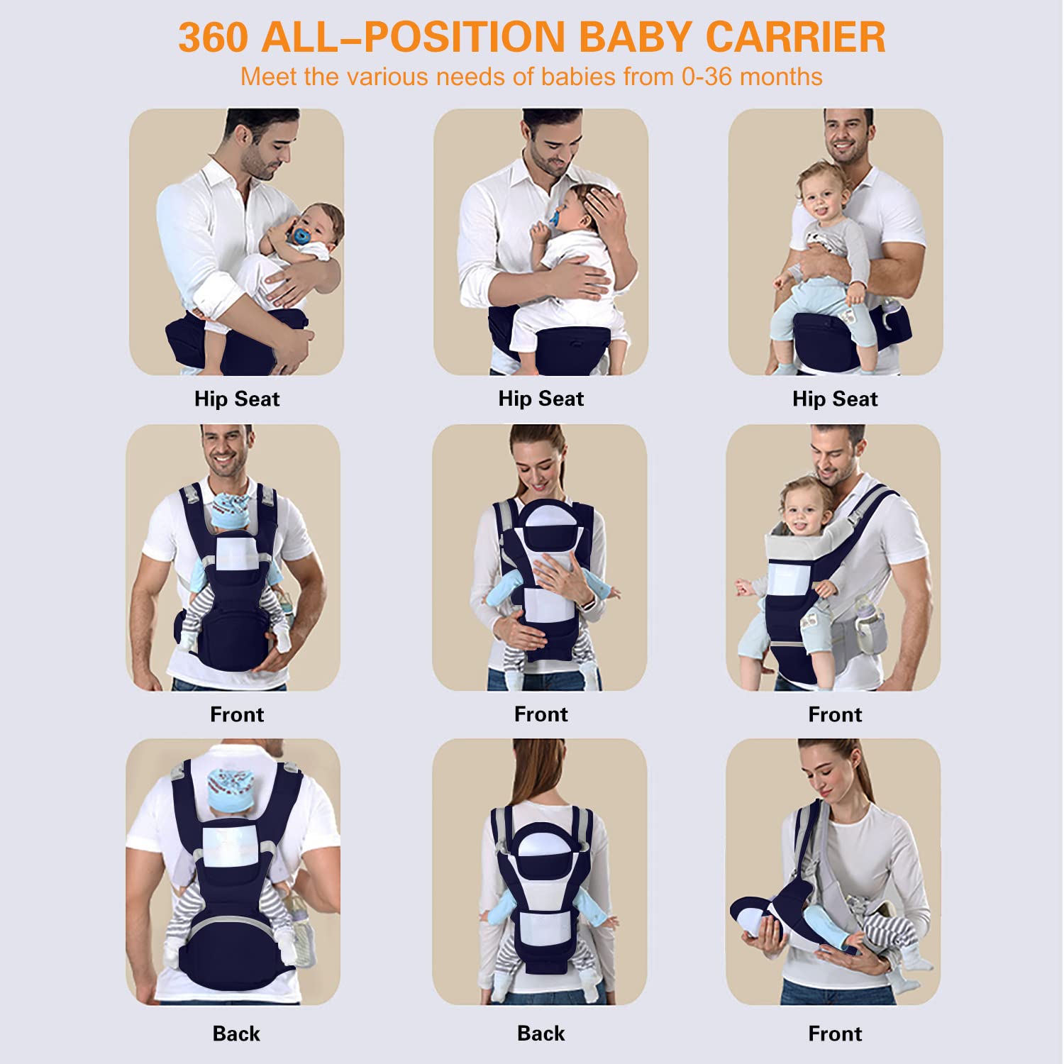 YSSKTC baby carrier pockets-blue simplifies storing bottles and keys