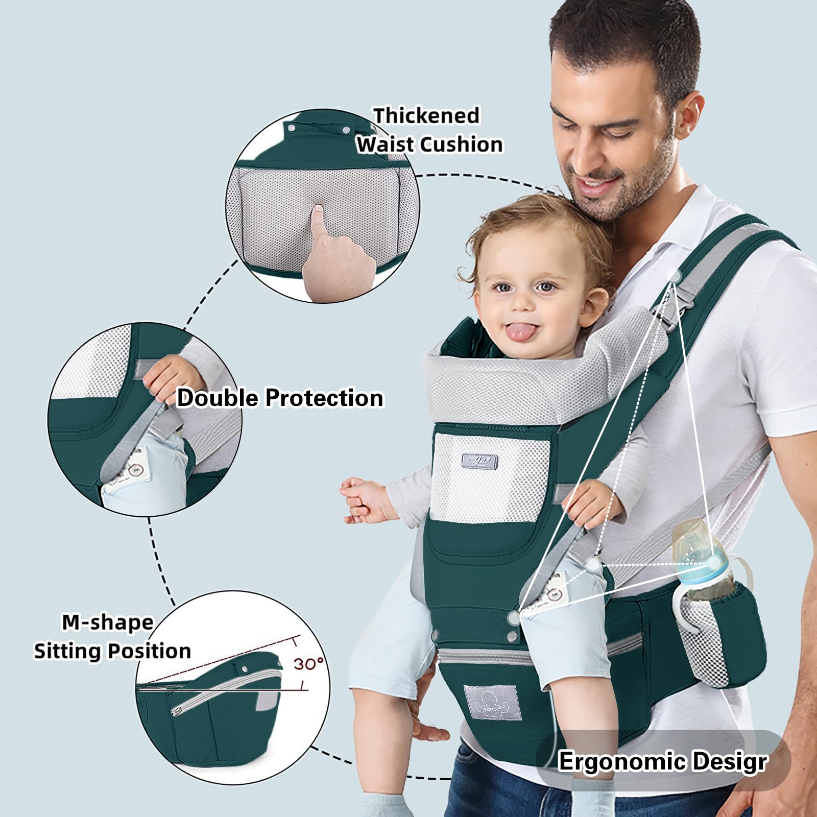 YSSKTC front-carry setup highlights versatile wearing options for parents.