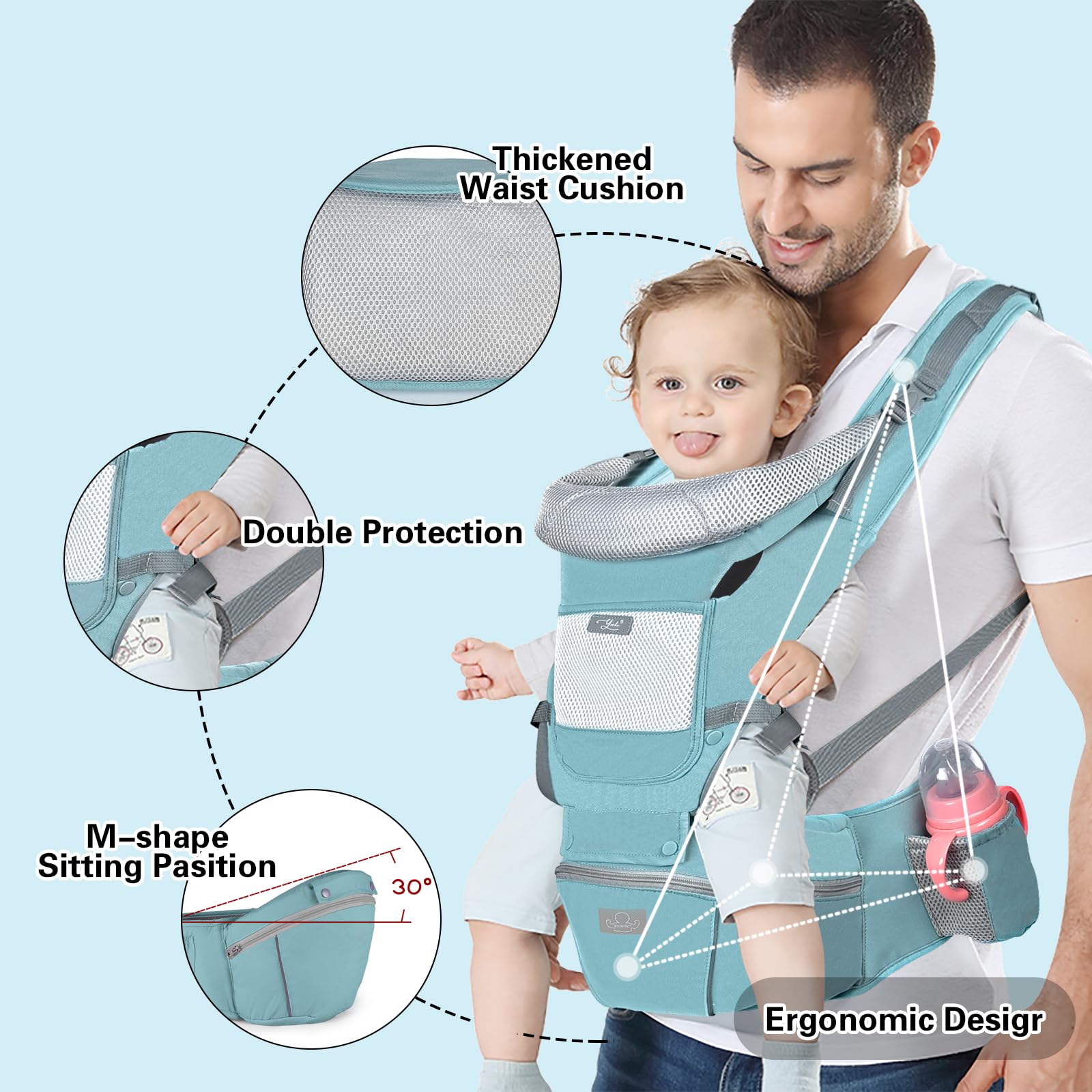 YSSKTC baby carrier back carry highlights balanced weight distribution for longer wear.