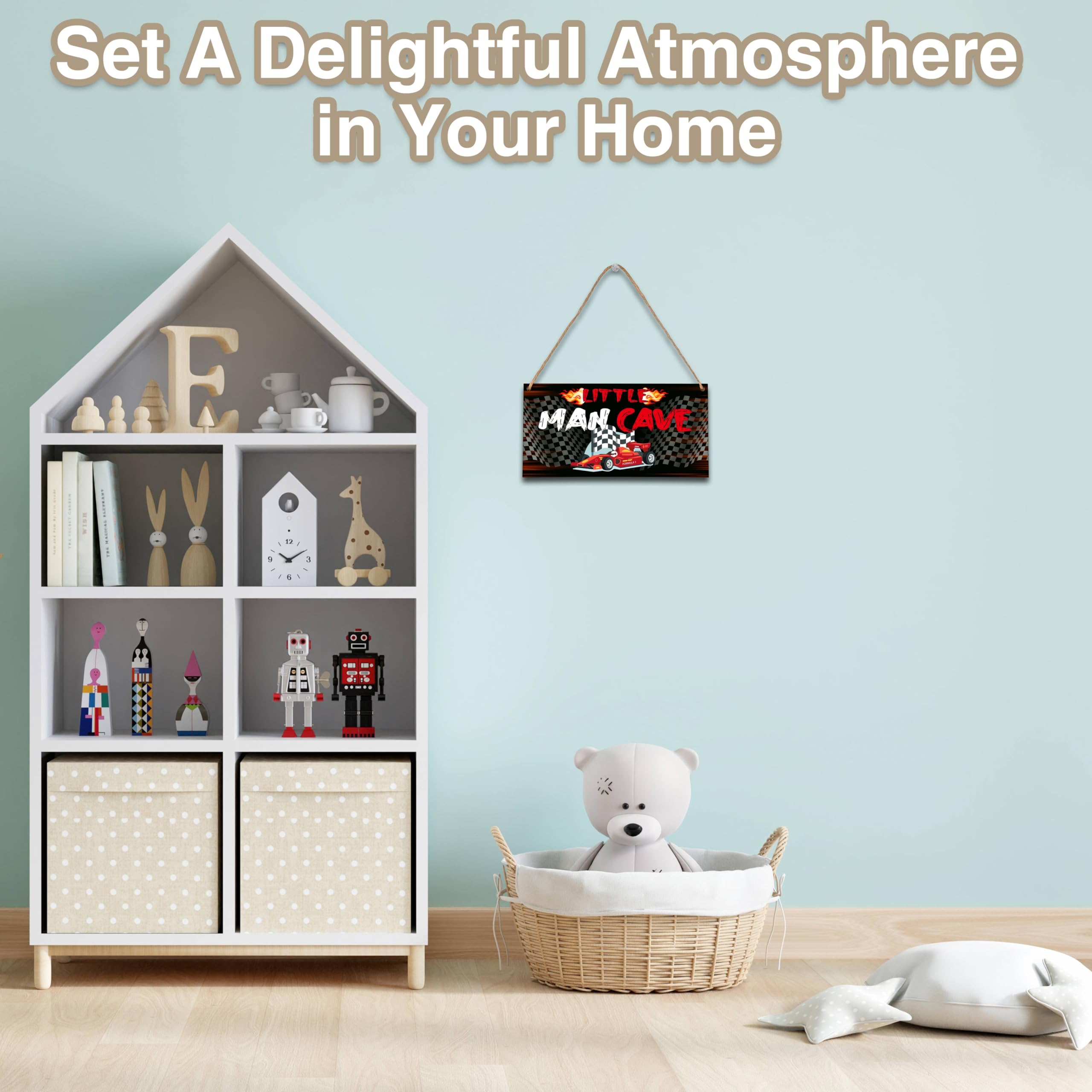 YSTEP Rustic car racing themed sign suits kids' rooms and game areas.