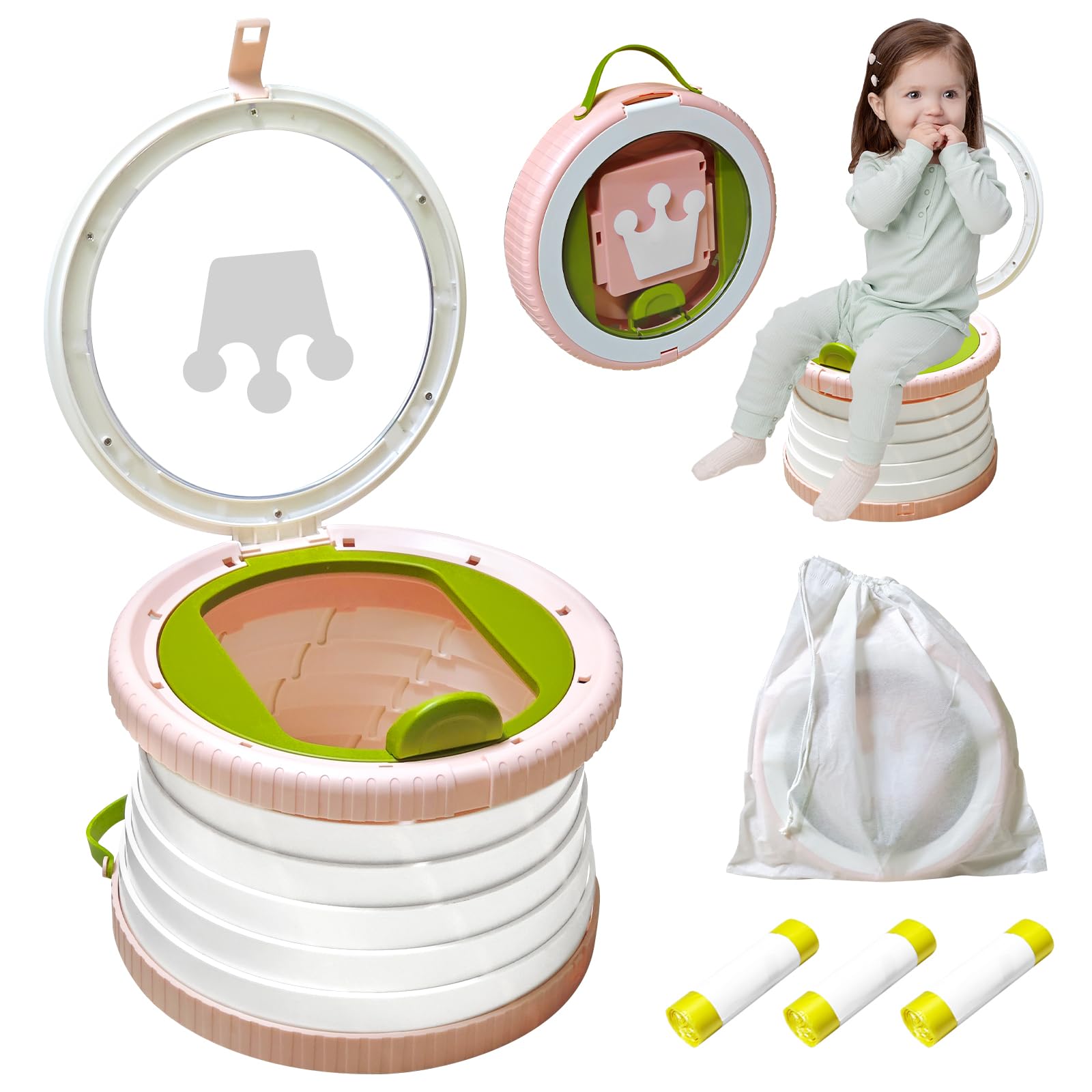 Yszawmx portable potty folded for compact travel convenience.