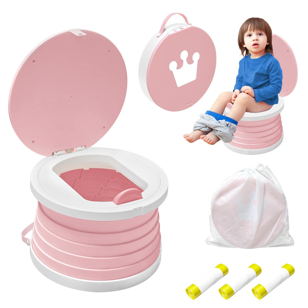 Yszawmx portable potty pink folded for compact travel storage and quick setup
