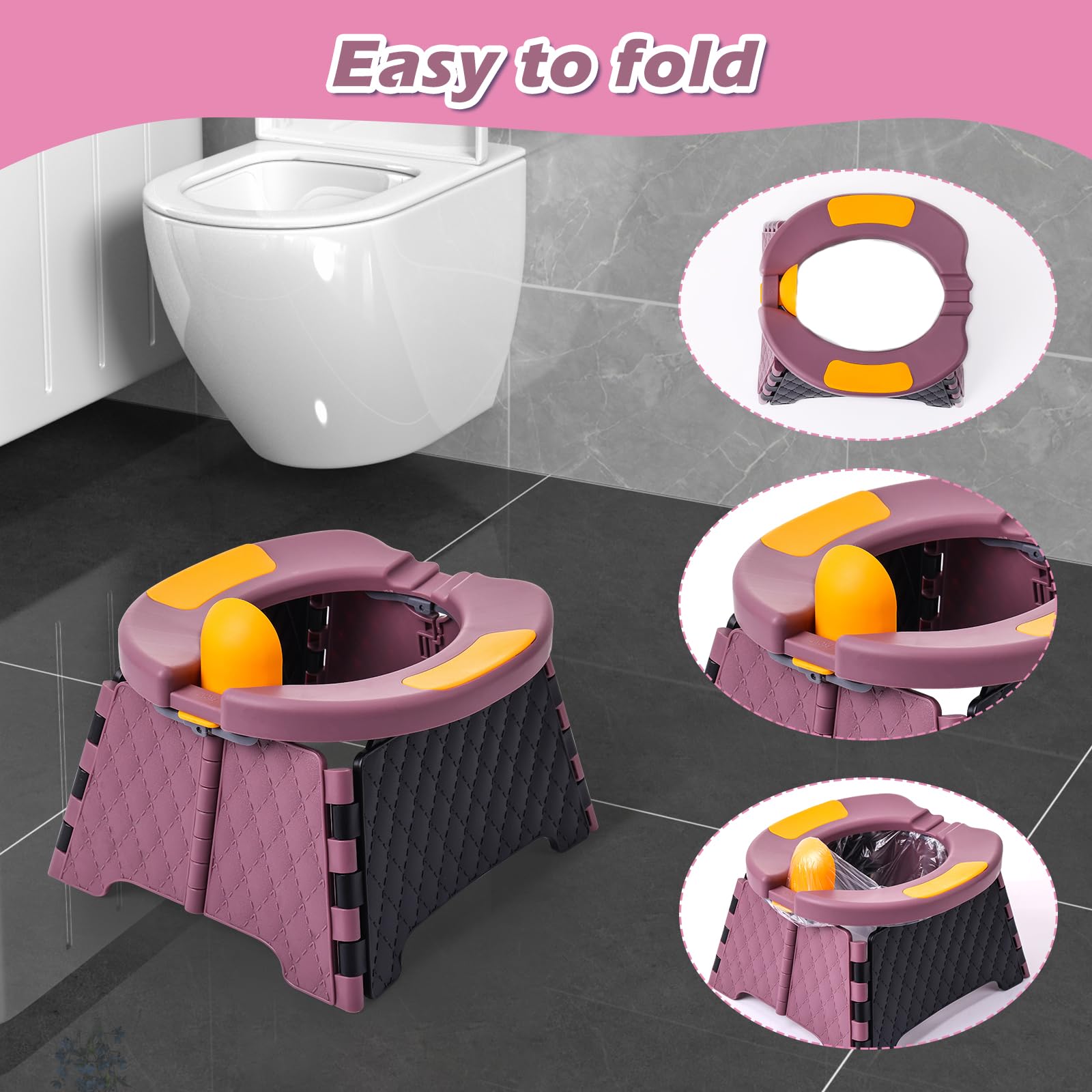 Yszawmx portable potty purple open ready for use on trips