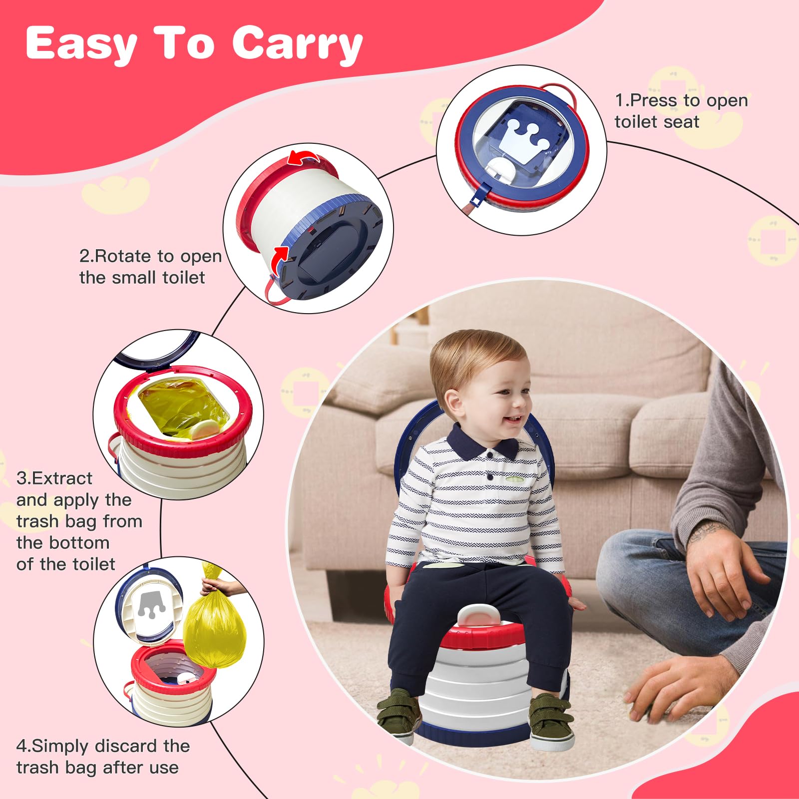 Yszawmx portable potty comes with travel bag storage.