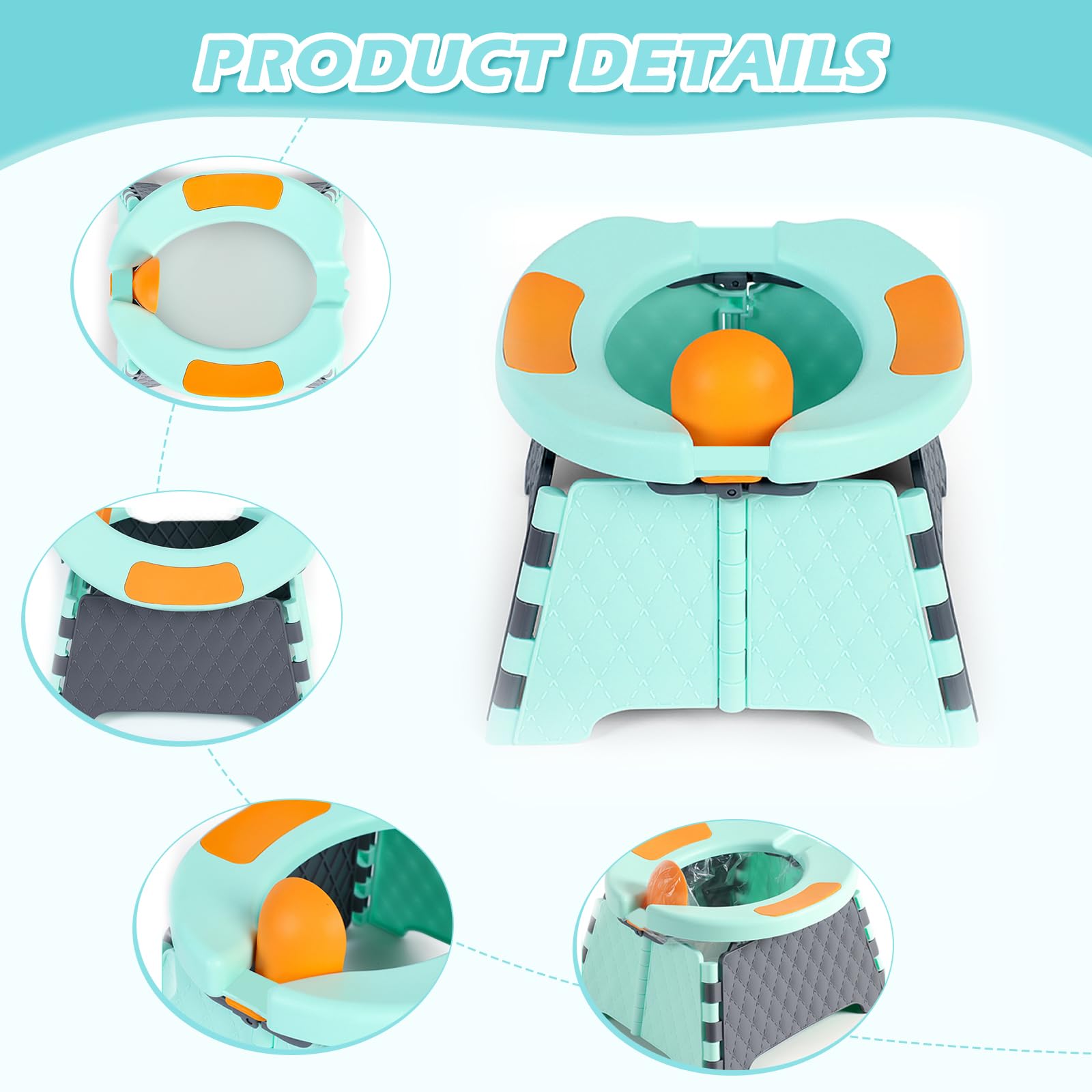 Yszawmx portable potty travel chair inner ring dimensions show comfortable size for toddlers.