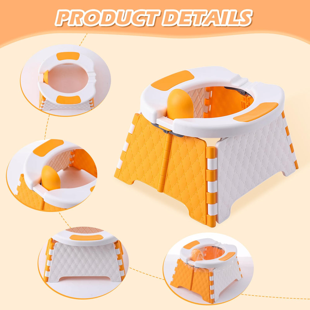 Yszawmx portable potty travel orange folded compact form favors easy packing and quick setup