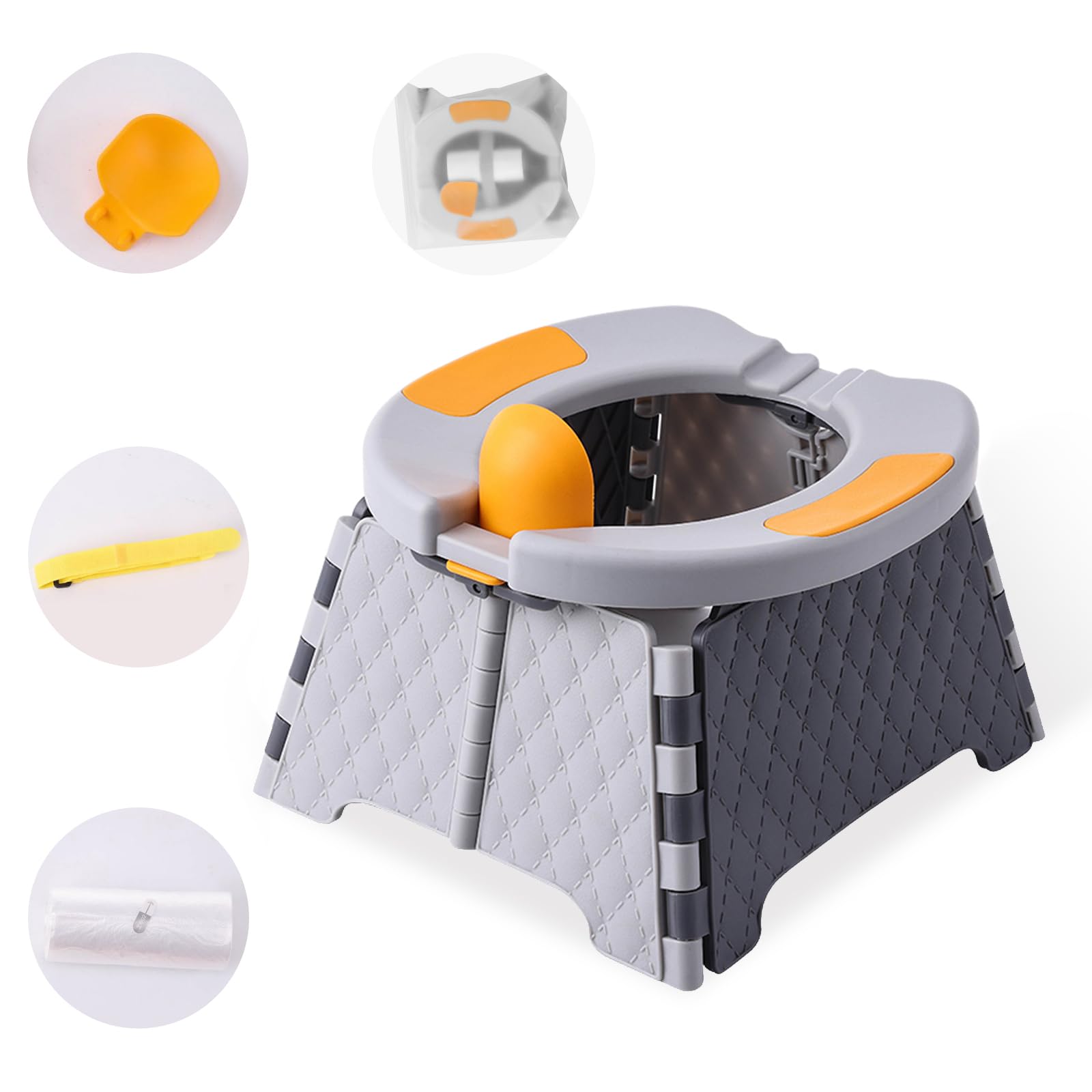 Yszawmx portable potty travel seat gray folded for compact on-the-go use
