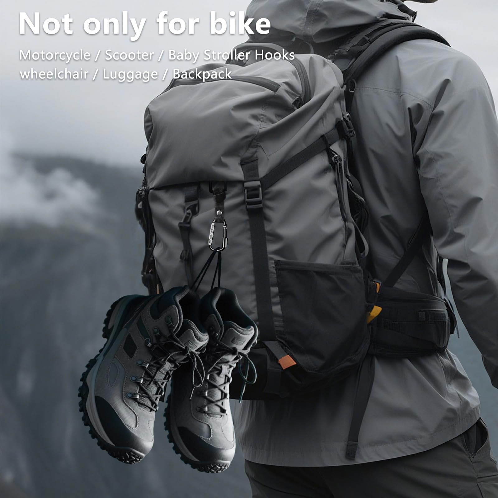 Ytcku black finish locking carabiner clip demonstrates anti-drop secure design.