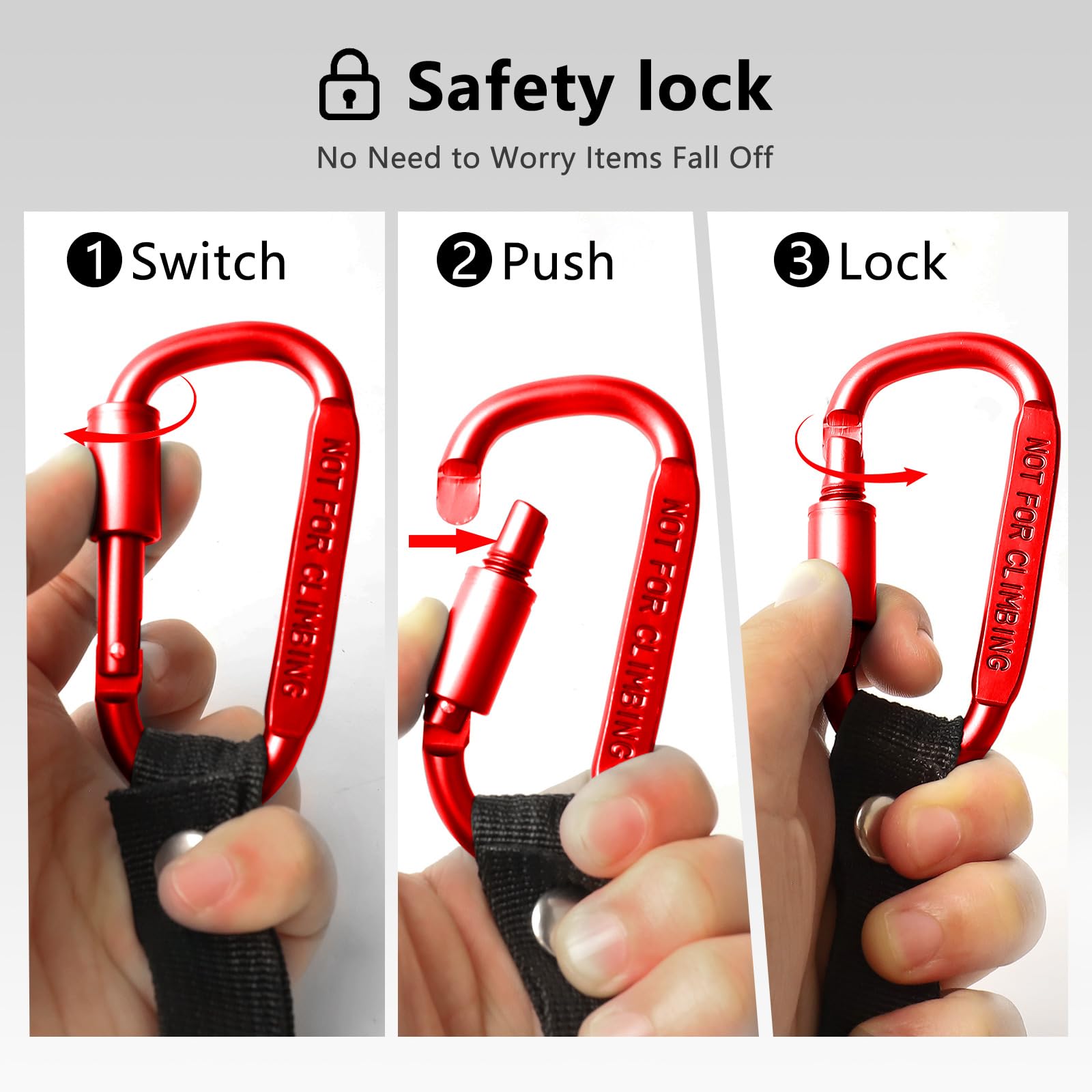 Ytcku locking mechanism ensures the clip stays in place for safer outings.