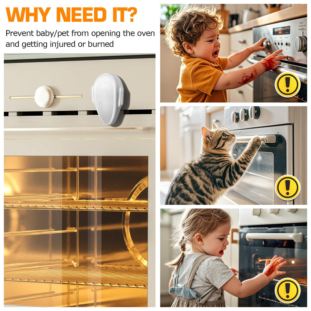 YTDSUP oven lock installed on oven demonstrates tool-free adhesive setup.