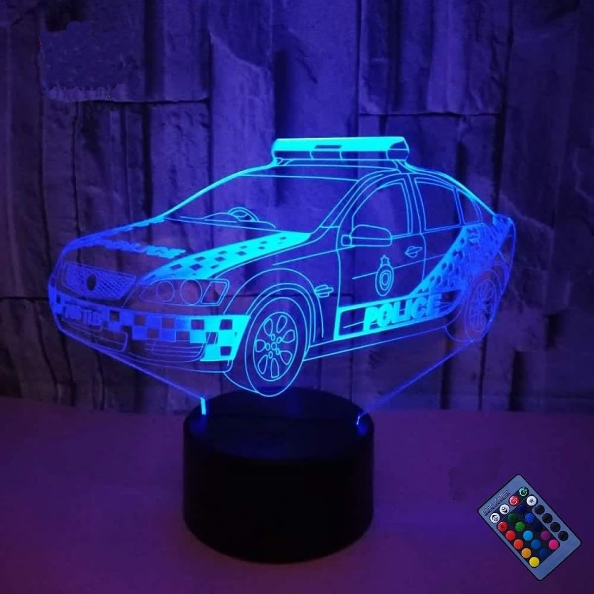 YTDZLTD 3D Police Car Night Light panel delivers a vivid 3D illusion for decor