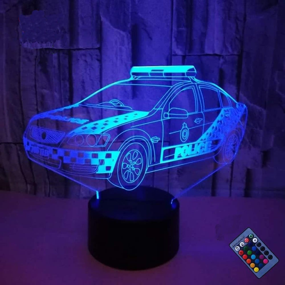 YTDZLTD 3D Police Car Night Light panel delivers a vivid 3D illusion for decor