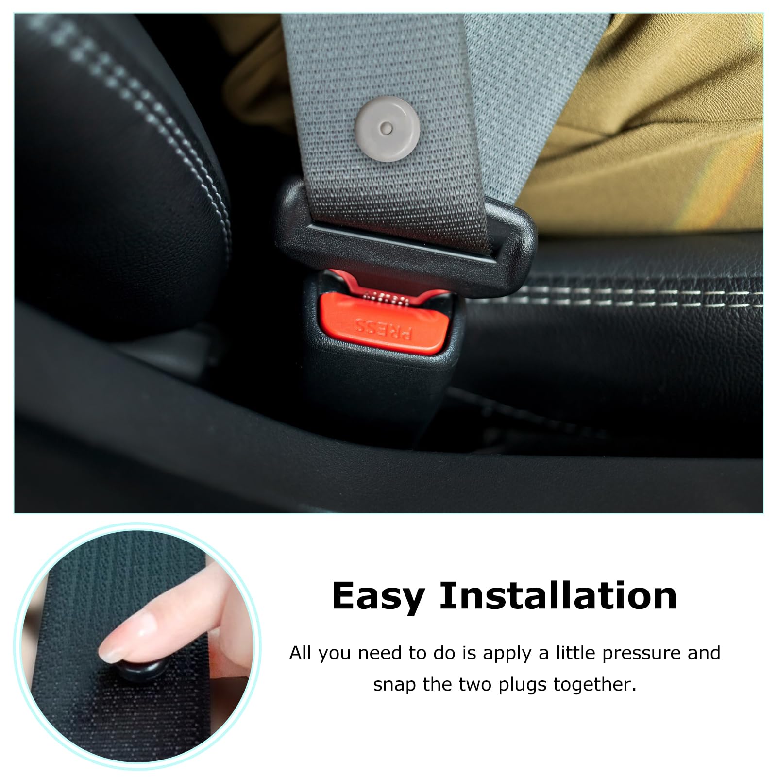 YTFRL seat belt button stop gray different angles shows fit on various interiors