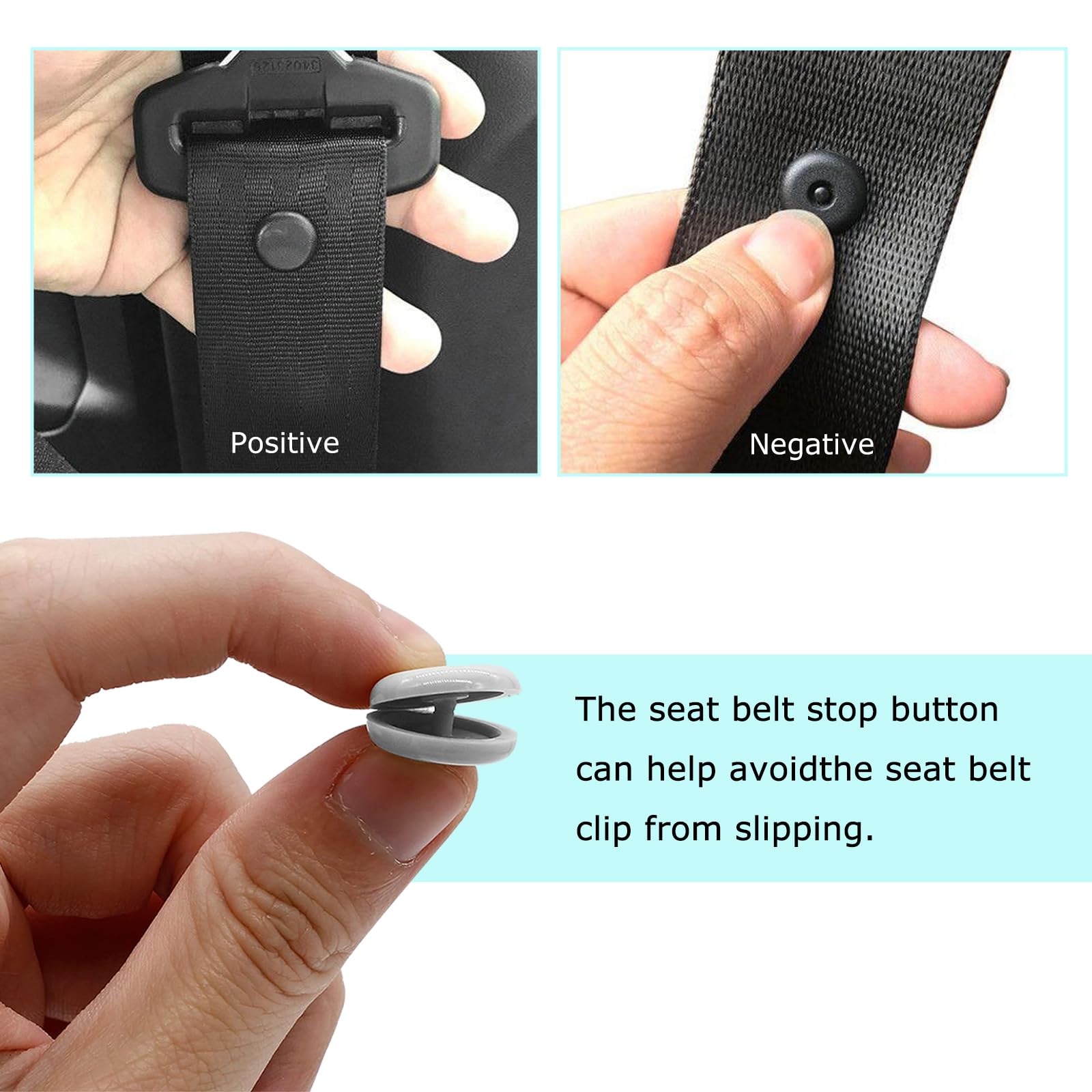 YTFRL seat belt button stop gray in-car demonstrates anti-slip belt control