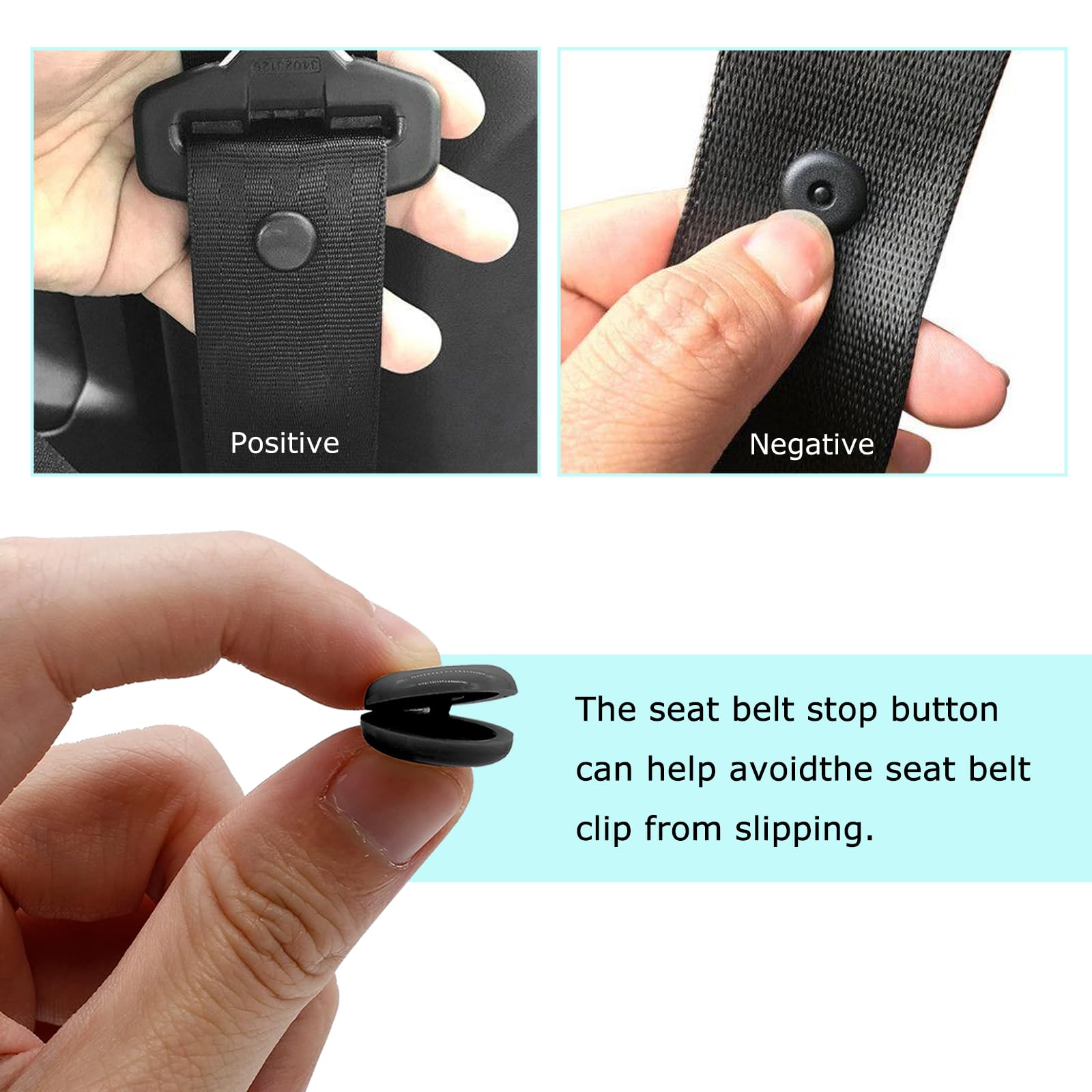 YTFRL seat belt stop anti-slip feature keeps belt in place.