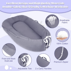 YTUGNE Baby Lounger mattress detail showing full elastic organic cotton