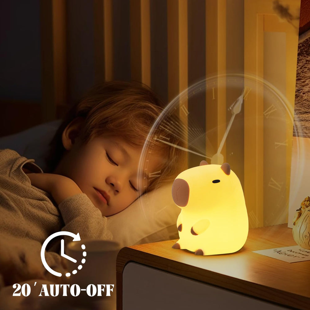 YuanDian Capybara Night Light BPA-free silicone safe for toddlers to cuddle.