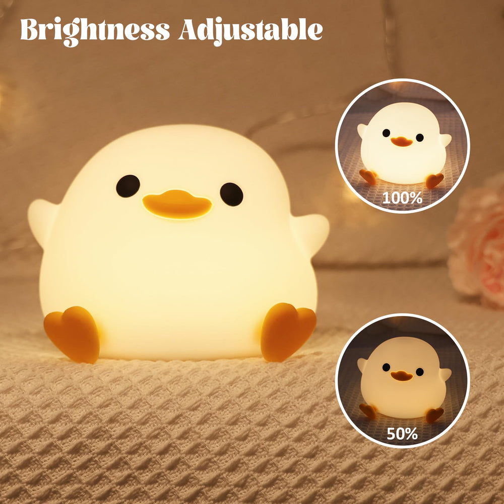 YuanDian Dodo Duck LED night light with bottom tap control for easy brightness adjustment.