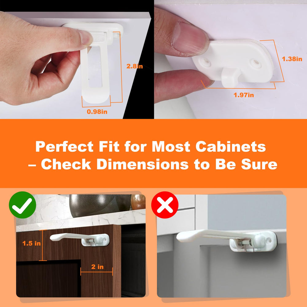 yuBiuBiu cabinet lock with extended 2.8-inch arm secures overhang cabinets.