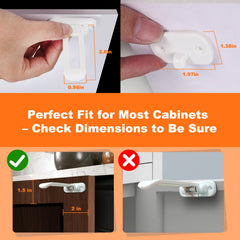 yuBiuBiu cabinet lock with extended 2.8-inch arm secures overhang cabinets.
