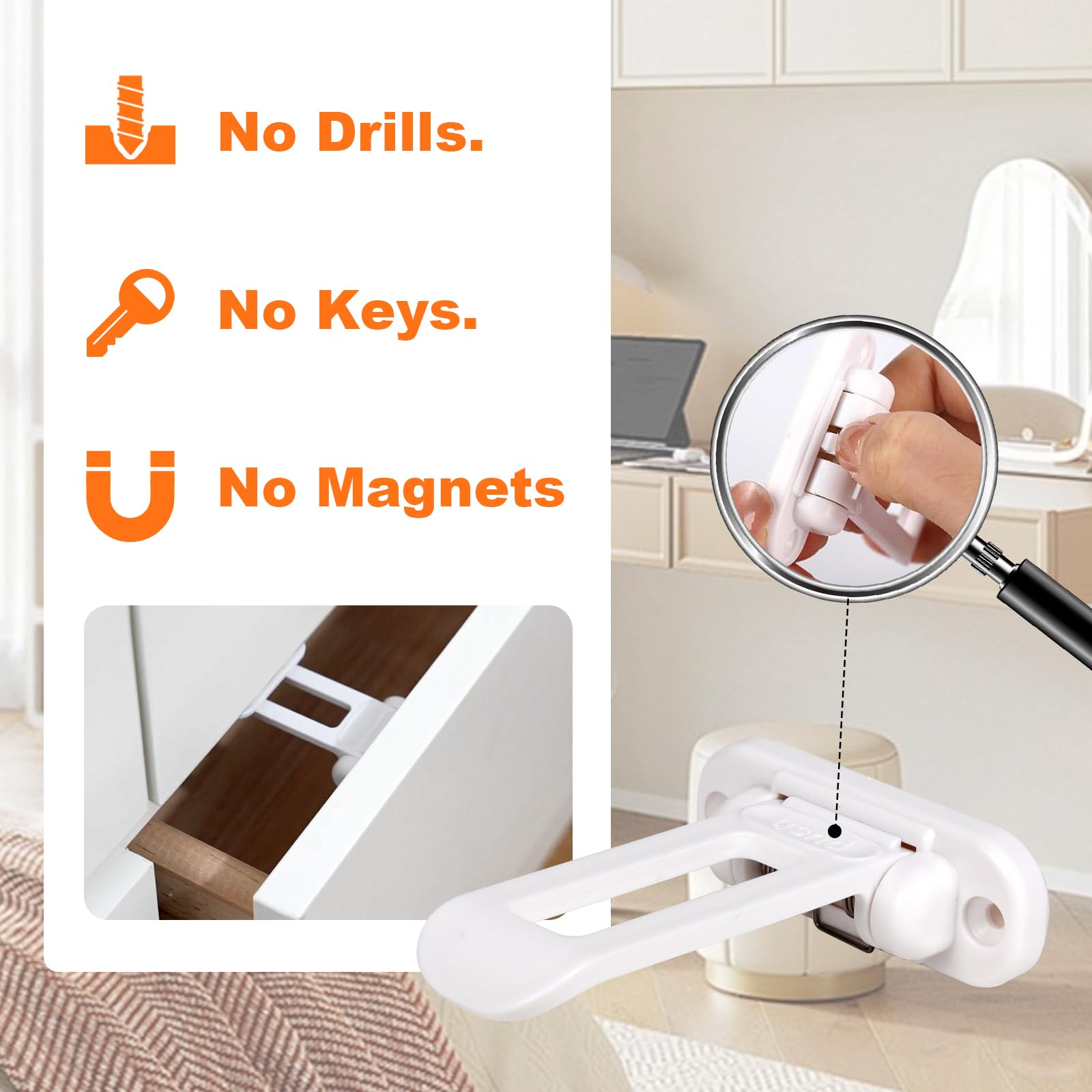 yuBiuBiu cabinet lock folded invisible design keeps surfaces clean and unobtrusive.