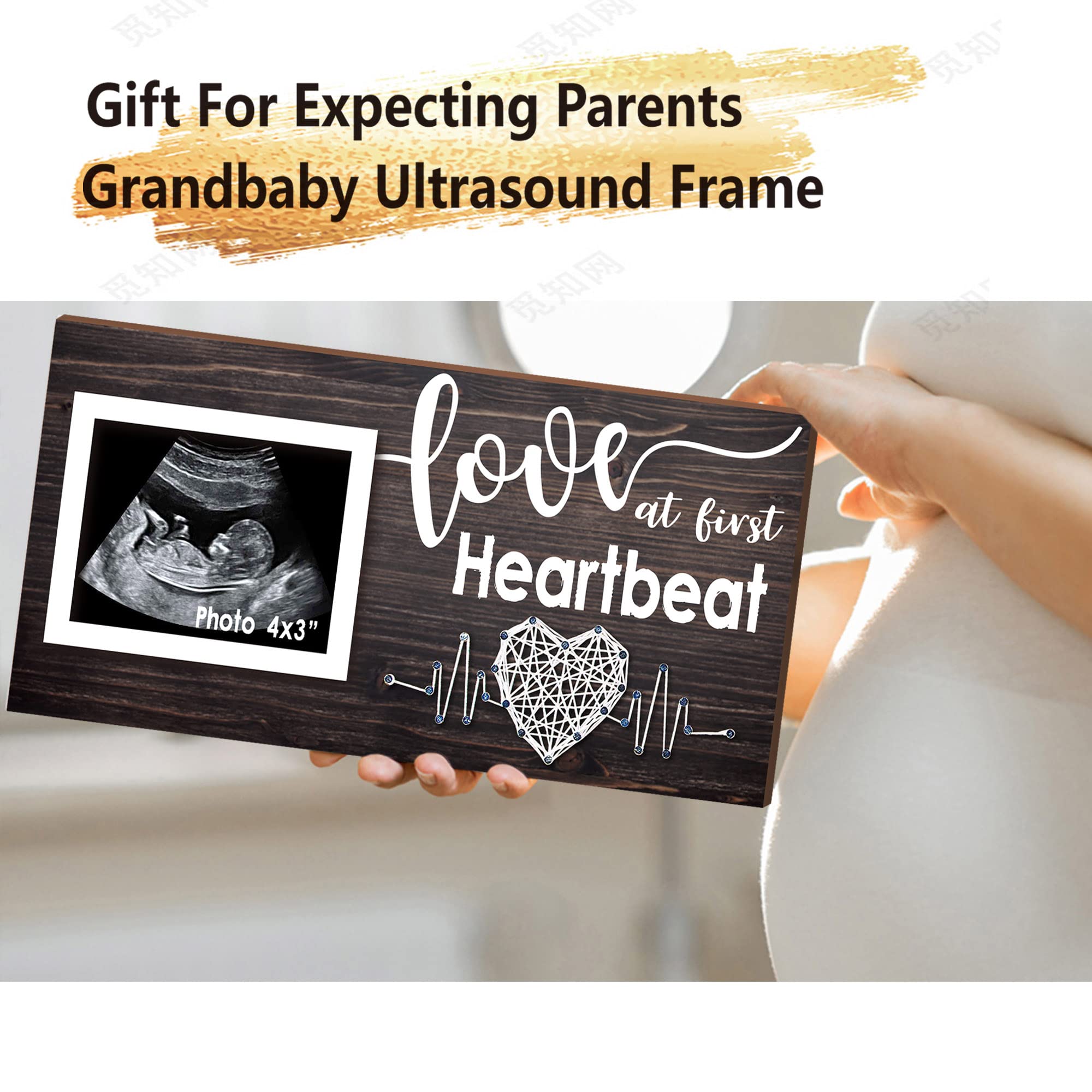 Yudarte pregnancy-announcement frame highlights heartbeat keepsake for sharing news.