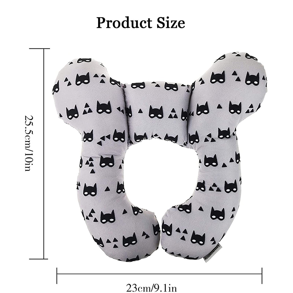 Yufiova baby travel pillow grey in car seat demonstrating travel-ready support