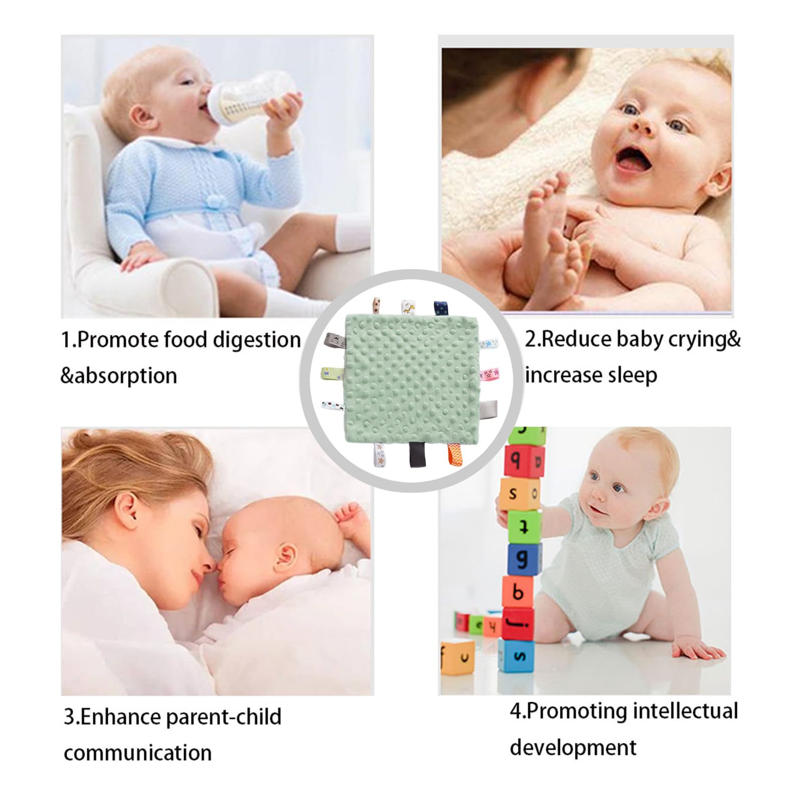 Yufiova Colorful tags texture variety highlights fabrics and colors babies love to discover.