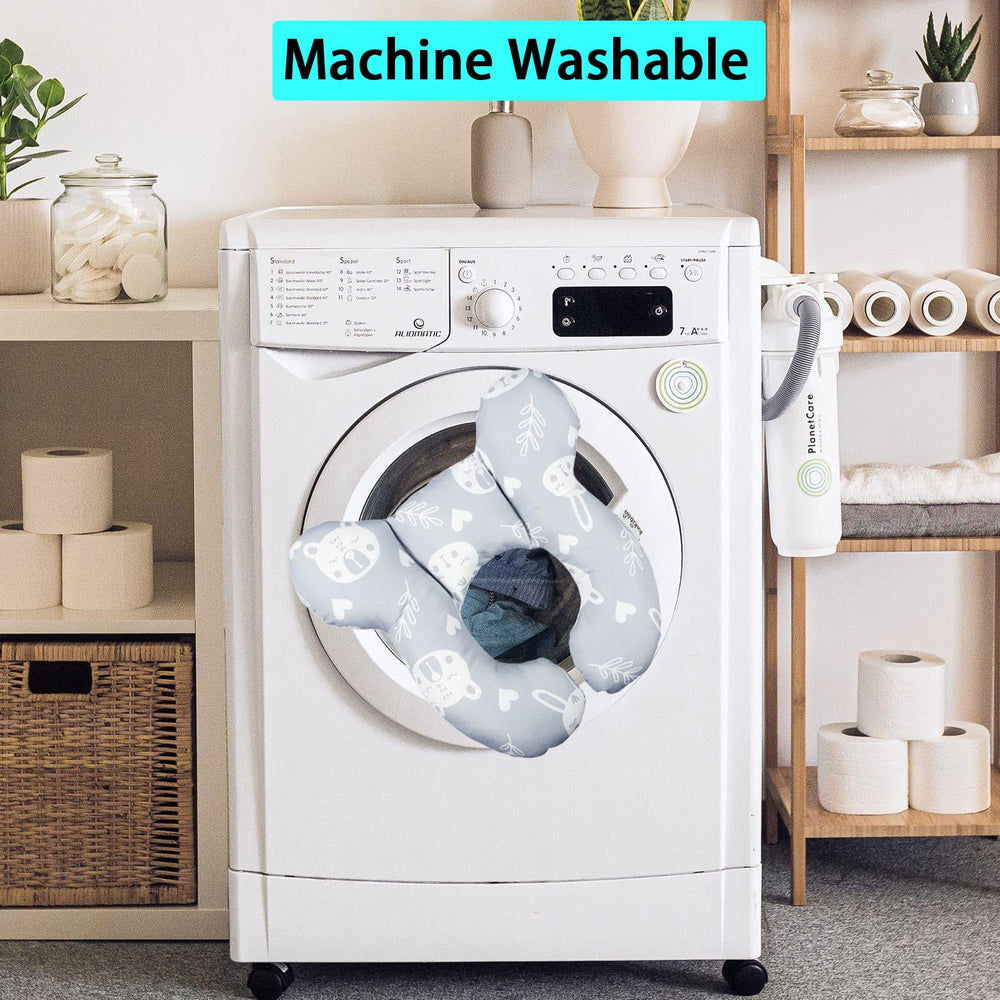 Yufiova machine-washable infant pillow keeps it clean between uses