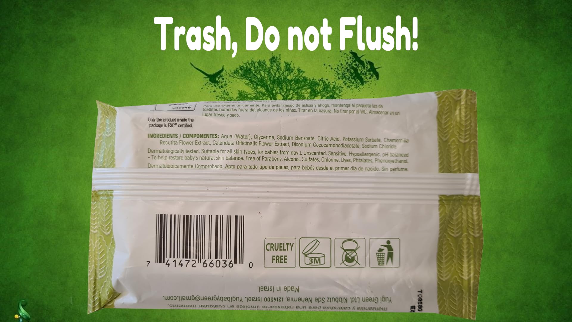 Yugi Baby Green Wipes travel-tub dispenser for mess-free outings.