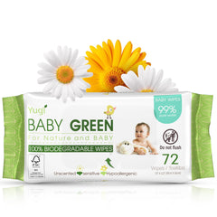 Yugi Green Baby Wipes unscented pack front for sensitive skin and eco-friendly routine