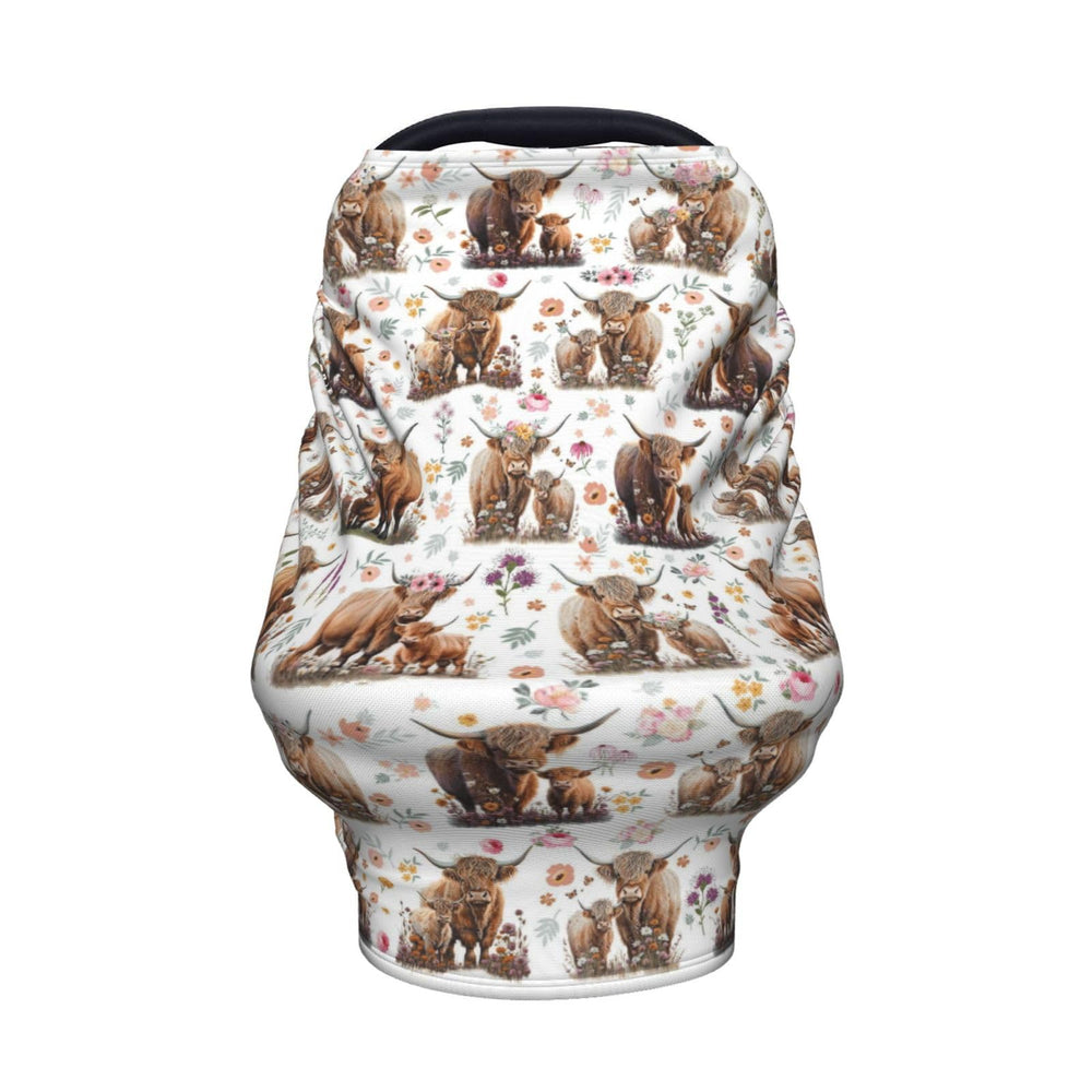 YUGUSNCH Highland Cow canopy cover used as nursing cover during outings.