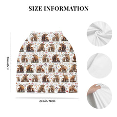 YUGUSNCH Highland Cow car seat cover close-up highlights double-layer breathable fabric.