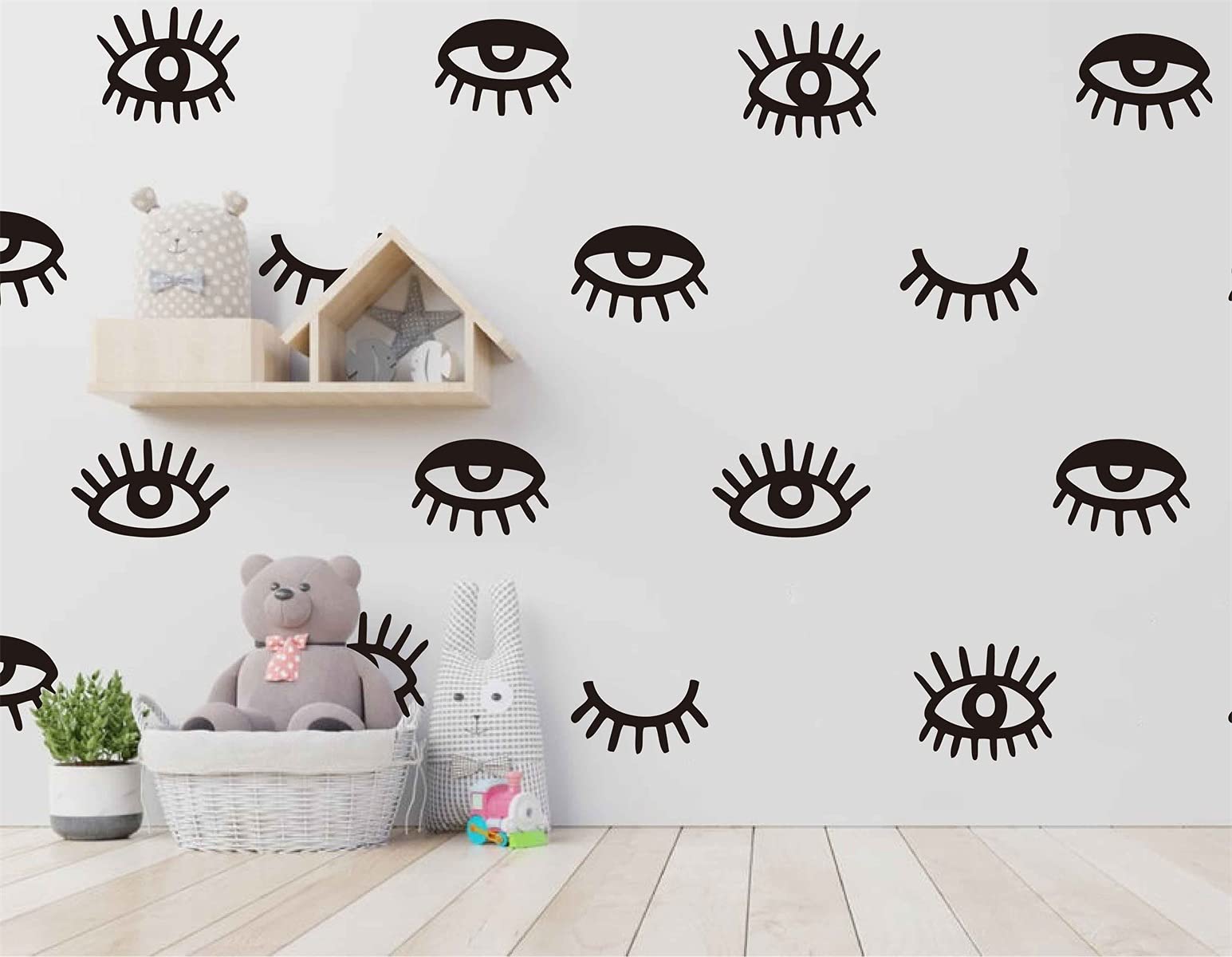YUHASIDE eye-pattern sticker for girl’s bedroom adds playful wall decoration