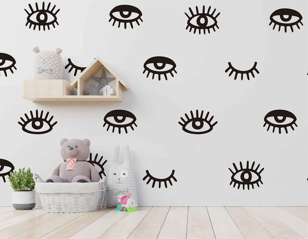YUHASIDE eye-pattern sticker for girl’s bedroom adds playful wall decoration